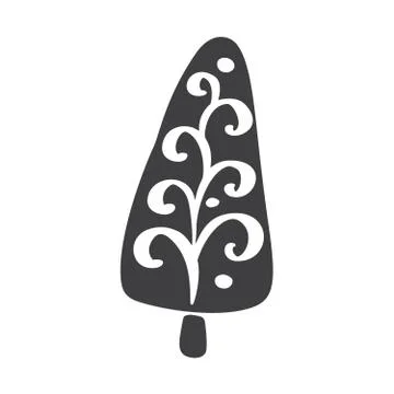 Christmas Tree vector icon silhouette. Simple contour symbol. Isolated on white Stock Illustration