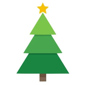 Christmas Tree Vector Icon - Simple Holiday Fir with Star Stock Illustration