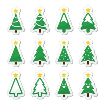 Christmas tree vector icons set Stock Illustration