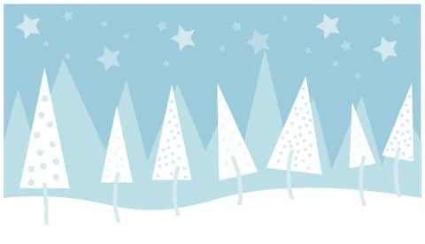 Christmas tree vector illustration on a blue background with stars Stock Illustration
