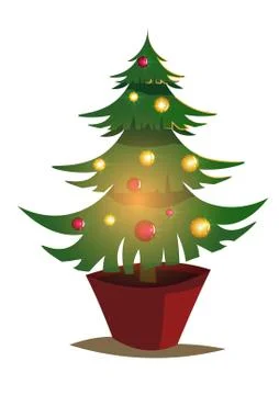 Christmas tree. vector illustration of decorated Stock Illustration