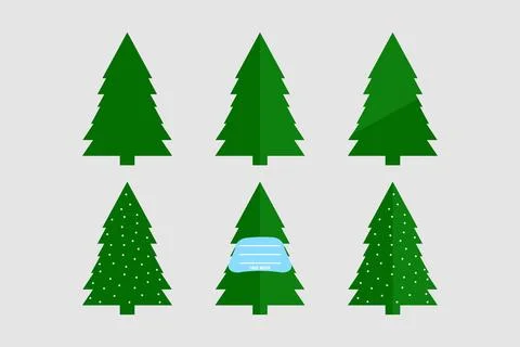 Christmas Tree vector illustration.  Face mask on Christmas tree Stock Illustration