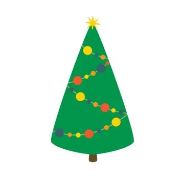 Christmas tree, vector illustration isolated on white background Stock Illustration