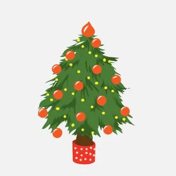 Christmas tree , vector illustration isolated on white background, template f Stock Illustration