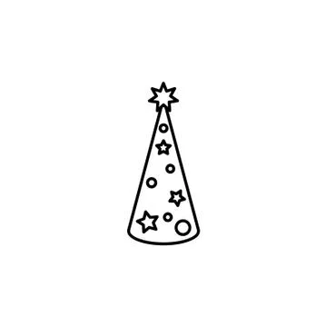 Christmas tree vector line icon. black on white background Stock Illustration