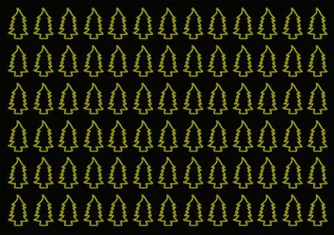 Christmas tree vector pattern black background and yellow trees Stock Illustration