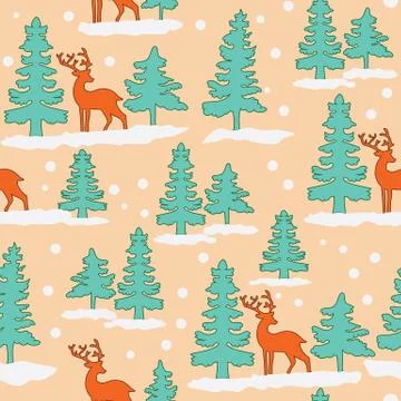 Christmas tree vector seamless pattern design Stock Illustration