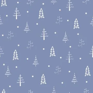 Christmas tree vector seamless, repeat pattern with white stars. Stock-Illustration