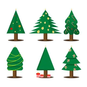 Christmas tree vector set for greeting card decoration. Stock-Illustration