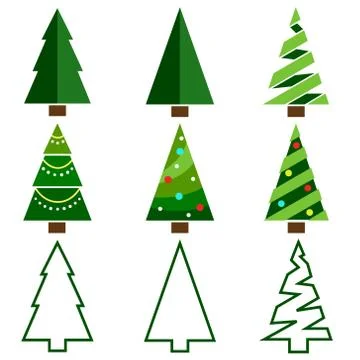 Christmas Tree Vector Set on White Stock Illustration