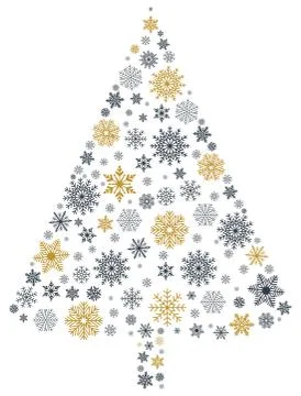 Christmas tree vector with snowflakes. Stock Illustration