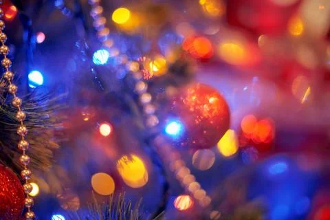 Christmas tree in warm light interior Stock Photos