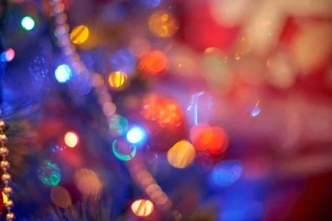 Christmas tree in warm light interior Stock Photos