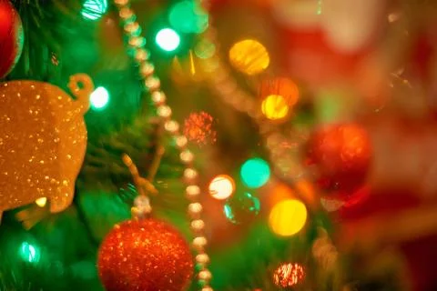 Christmas tree in warm light interior Stock Photos