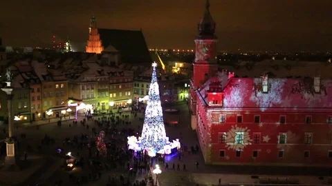 Christmas tree in Warsaw Stock Footage 78876063