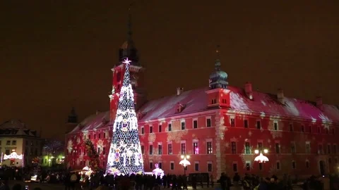 Christmas tree in Warsaw Stock Footage 79041171