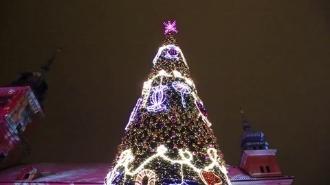 Christmas tree in Warsaw Stock Footage 82653319