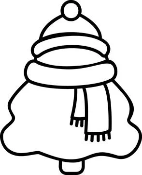 Christmas tree wearing winter hat and scarf icon Иллюстрация