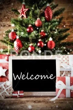 Christmas Tree With Welcome Stock Photos