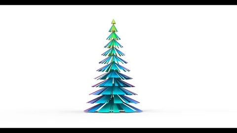 Christmas Tree on White 3D Rendering Stock Footage 121685492
