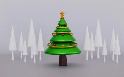 Christmas tree on white background 3d illustration Stock Illustration