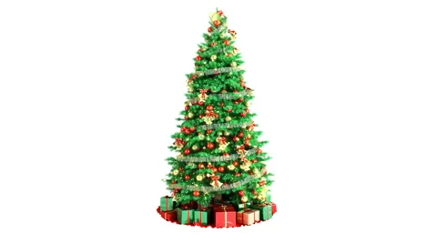 Christmas Tree On White Background. With Alpha Matte. Loop Stock Footage 917224