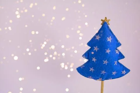 Christmas tree on a white background with lights Stock Photos