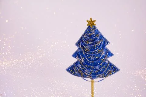Christmas tree on a white background with lights Stock Photos