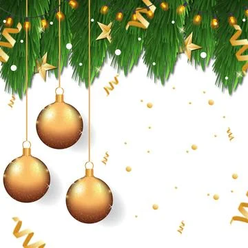 Christmas tree on white background, web template for festive promotional item Stock Illustration