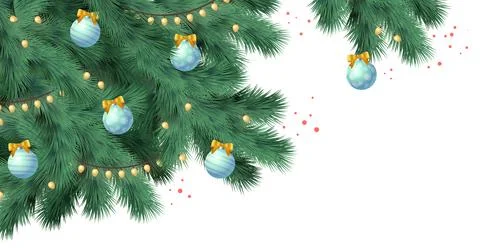 Christmas tree on white background, web template for festive promotional item Stock Illustration