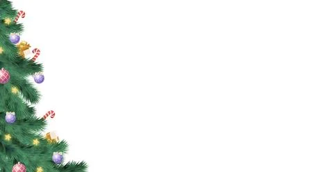 Christmas tree on white background, web template for festive promotional i... Stock Photos