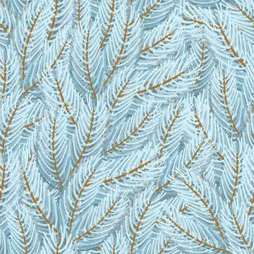 Christmas tree white branches pattern seamless. Xmas Background branch Stock Illustration