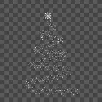 Christmas tree with white dots and snow on transparent background. Vector. Stock Illustration