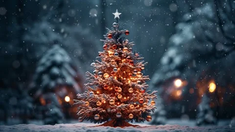 Christmas tree in the winter forest. Stock Footage 255124553