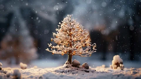 Christmas tree in the winter forest. Vídeos de archivo 255124555
