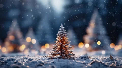 Christmas tree in the winter forest. Vídeos de archivo 255124590