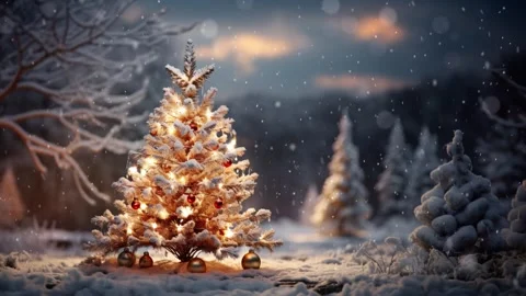 Christmas tree in the winter forest. Stock Footage 255379601