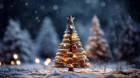 Christmas tree in the winter forest. Stock Footage 255379651