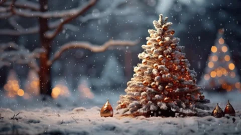 Christmas tree in the winter forest. Stock Footage 255526267