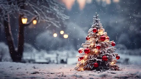 Christmas tree in the winter forest. Vídeos de archivo 255526365