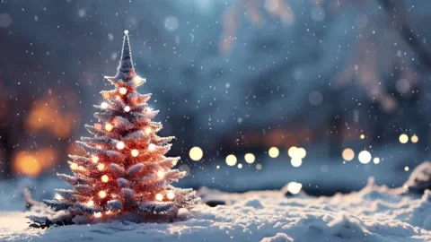 Christmas tree in the winter forest. Stock Footage 255685189