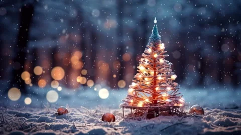 Christmas tree in the winter forest. Stock Footage 255834824