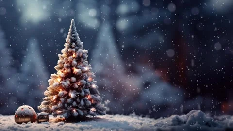 Christmas tree in the winter forest. Stock Footage 255897231