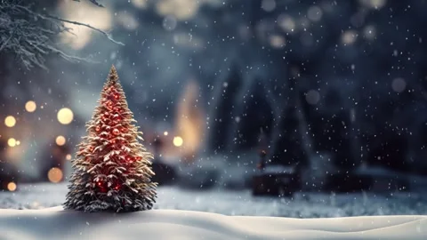 Christmas tree in the winter forest. Stock Footage 255897331