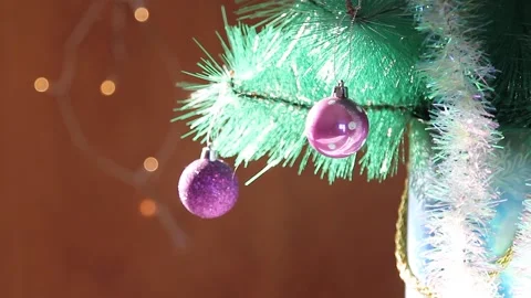 Christmas tree, woman's hand decorating a Christmas tree. Stock Footage 142476502