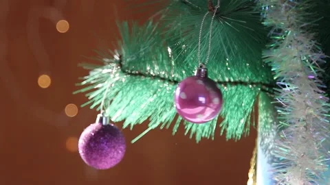 Christmas tree, woman's hand decorating a Christmas tree. Stock Footage 143567171