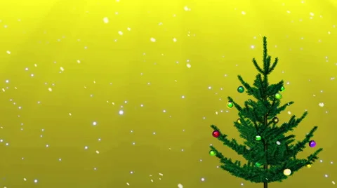 Christmas Tree On Yellow Background with place for your text Video stock 55859754