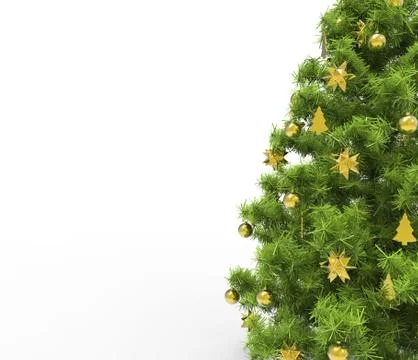 Christmas Tree With Yellow Decorations Stock Illustration