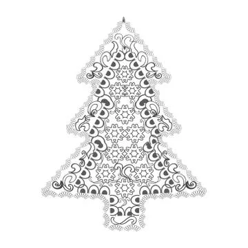 Christmas tree in zentangle style Stock Illustration