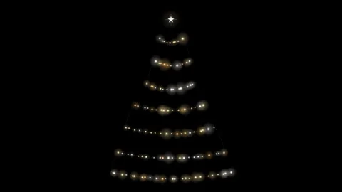 Christmas Tree Zig-Zag Lights Overlay 4K Stock Footage 345712574